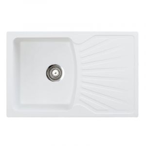 Metalac granitna usadna sudopera xQuadro Plus bela 770x500 Ø90