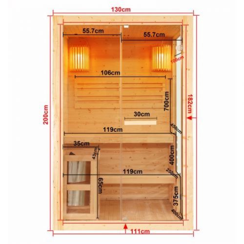 Finska Sauna PANORAMA 130x120x200 cm J60130