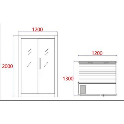 Finska Sauna PANORAMA 130x120x200 cm J60130