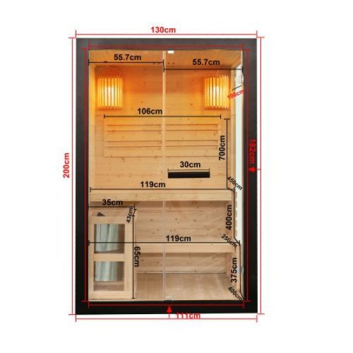Finska Sauna PANORAMA BLACK 130x120x200 cm J61130