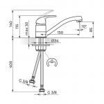 PERLA JP381081 Baterija za sudoperu/lavabo kratak izliv