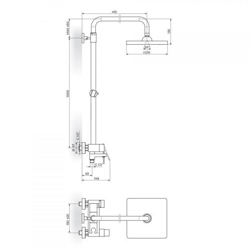 QUADRO JQ37355 Usponski tuš sa izlivom