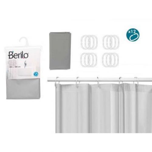 Zavesa za kadu 180x180 sa alkicama siva PVC 89376