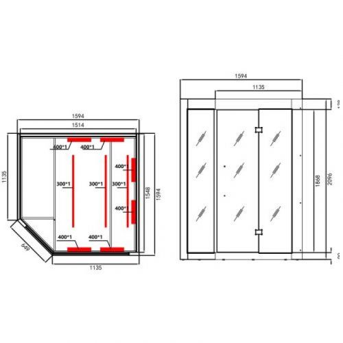 Infracrvena Sauna KIRUNA 160x141,1x64,8x114,1x160x210 cm K50160