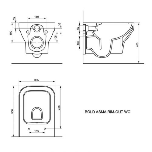Bold RIM-OUT Konzolna WC šolja sa daskom