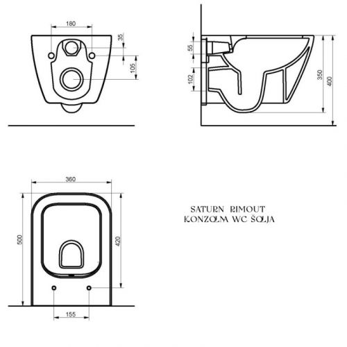 SATURN RIMOUT WC Šolja konzolna u kompletu sa softclose wc daskom