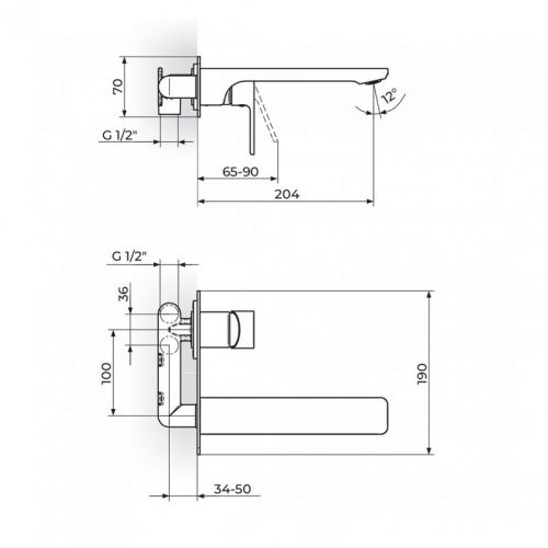 S2 BLACK 231401B uzidna baterija za lavabo