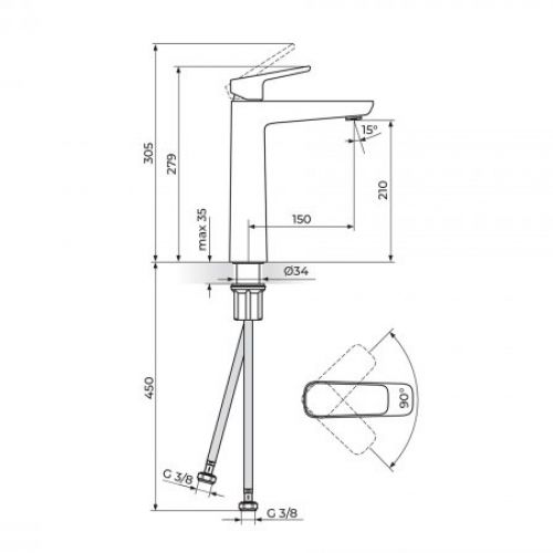 STOLZ 130109 Baterija za Lavabo Visoka