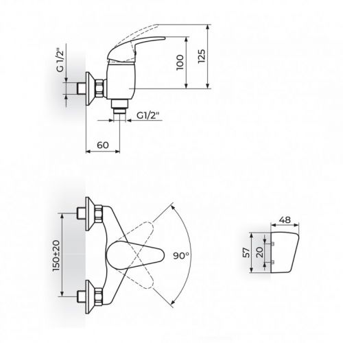 KING J371001 Baterija za Tuš kadu sa Ručnim Tušem