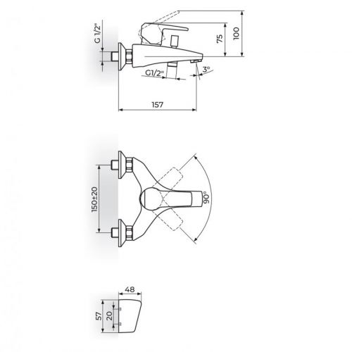 CUBO3 JC33101 Baterija za Kadu sa Ručnim Tušem