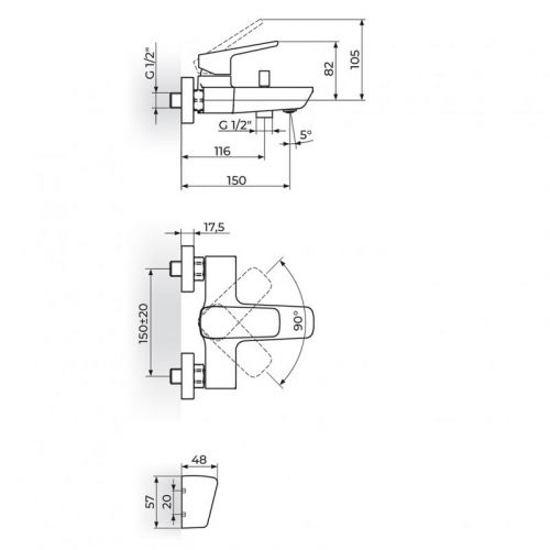STOLZ 133101 Baterija za Kadu sa Ručnim Tušem