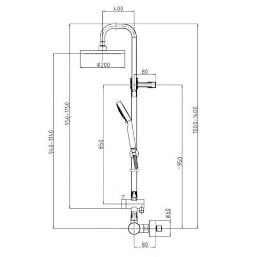 HERZ 00444 FRESH f150 usponski tuš sa ručnim tušem