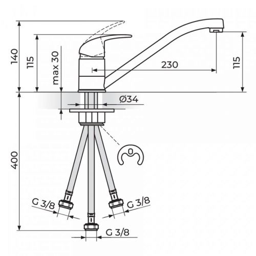 PERLA JP381003 Baterija za Sudoperu - Protočni Bojler