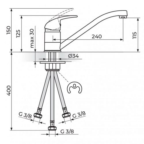 KING J381003 Baterija za Sudoperu - Protočni Bojler