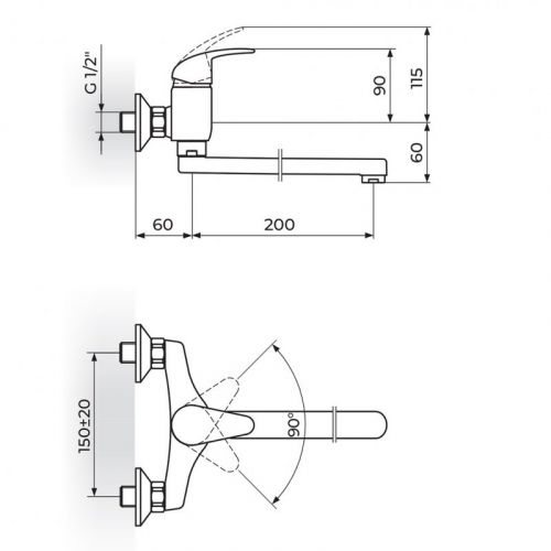 PERLA JP321020 Baterija za Sudoperu - Lavabo Izliv 200mm