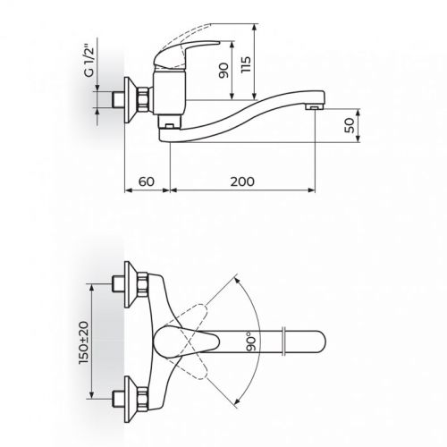 PERLA JP321S20 Baterija za Sudoperu - Lavabo Izliv 200mm - S