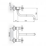 NOSTALGIJA N01114 Baterija za Sudoperu - Lavabo Izliv 140mm - s