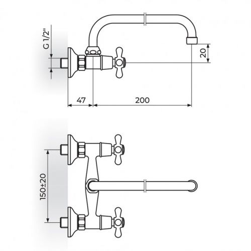 NOSTALGIJA N03101 Baterija za Sudoperu - Lavabo Izliv 200mm - u