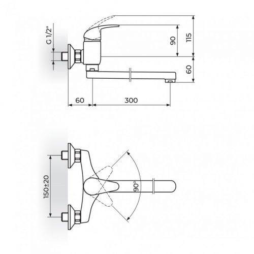 PERLA JP321030 Baterija za Sudoperu - Lavabo izliv 300mm