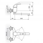 KING J321020 Baterija za Sudoperu - Lavabo izliv 200mm