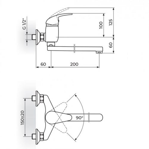 KING J321020 Baterija za Sudoperu - Lavabo izliv 200mm