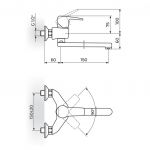 CUBO3 JC32115 Baterija za Sudoperu - Lavabo izliv 150mm