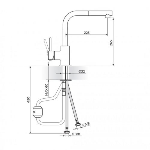 ZERRO JZ38601 Baterija za Sudoperu sa Izvlačnim Tušem