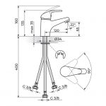KING J301003 Baterija za lavabo - protočni bojler 3 cevi