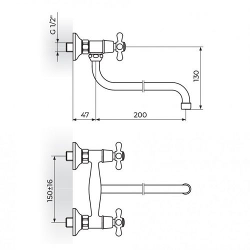 BRONTEE NB01101 Baterija Zidna - donji izliv