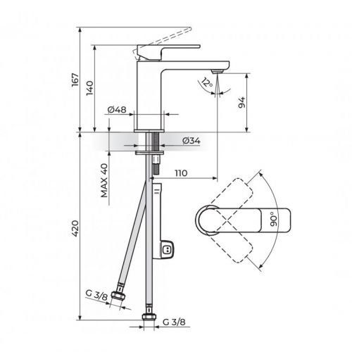 S2 BLACK 230101B Baterija za Lavabo