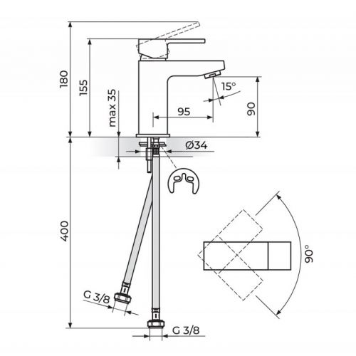 QUADRO BLACK JQ30101B Baterija za Lavabo - black 