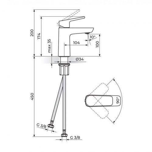 STOLZ WHITE 130101W Baterija za Lavabo - white
