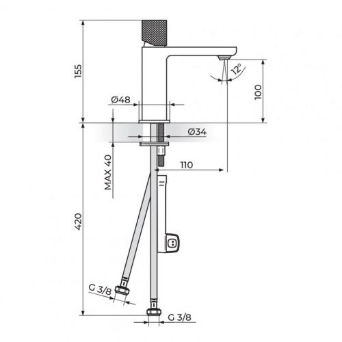 S2 BLACK & GOLD 230101BG Baterija za Lavabo