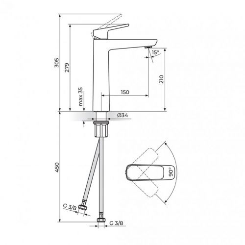 STOLZ 130109 Baterija za Lavabo Visoka