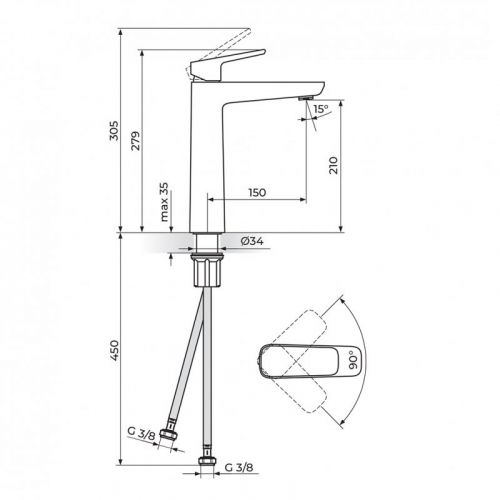 STOLZ WHITE 130109W baterija za lavabo visoka - white