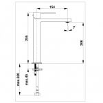 HERZ 00058B SQ BLACK q12B baterija za lavabo visoka