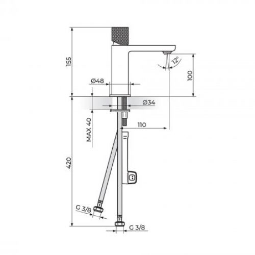 S2 BLACK & GOLD 230101BG Baterija za Lavabo