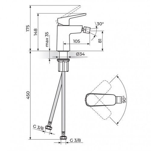 STOLZ WHITE 139101W Baterija za Bide - white