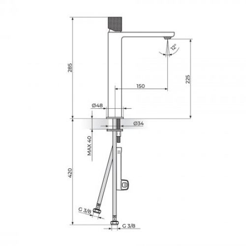 S2 BLACK & GOLD 230109BG baterija za lavabo visoka