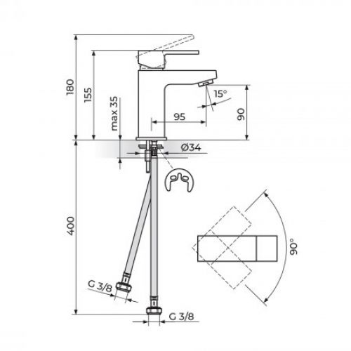 QUADRO BLACK JQ30101B Baterija za Lavabo - black 