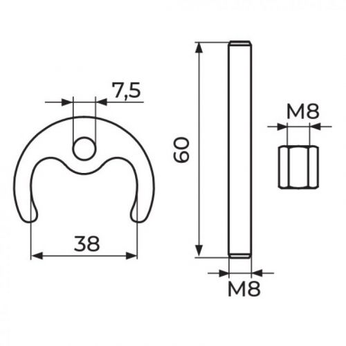 Set za pričvršćenje sa M8 x 60mm vijkom za stoj.Baterije PSET01
