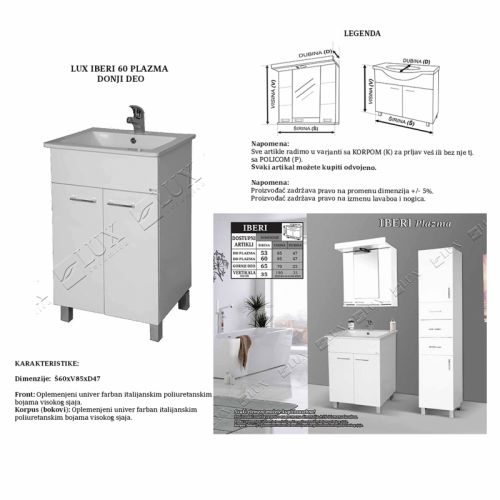LUX IBERI 60 PLAZMA - donji deo