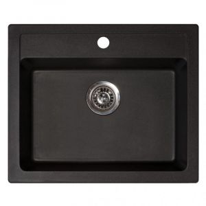 Metalac granitna usadna sudopera xQuadro 60 crna 600x500 Ø90