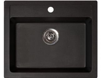 Metalac granitna usadna sudopera xQuadro 60 crna 600x500 Ø90