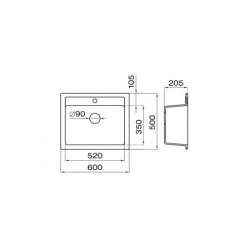 Metalac Sudopera X Granit Quadro 60 600x500 fi 90 sa sifonom Šampanjac