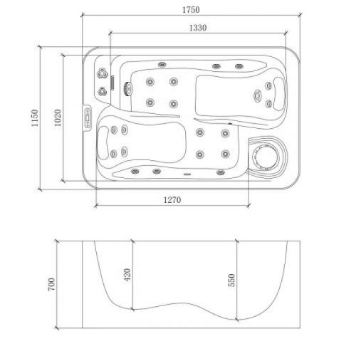 Spoljni Masažni Bazen SPLIT - BELI 175x115x70 cm SPA30
