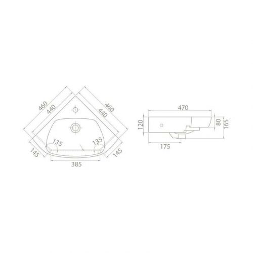 Ugaoni Umivaonik ARDA 46x46 1900-u