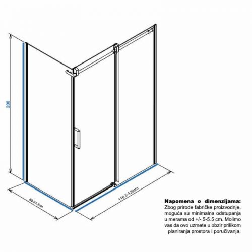 Tuš Kabina ELEGANCE 8012-31 chrome 80x120 8mm LINNI