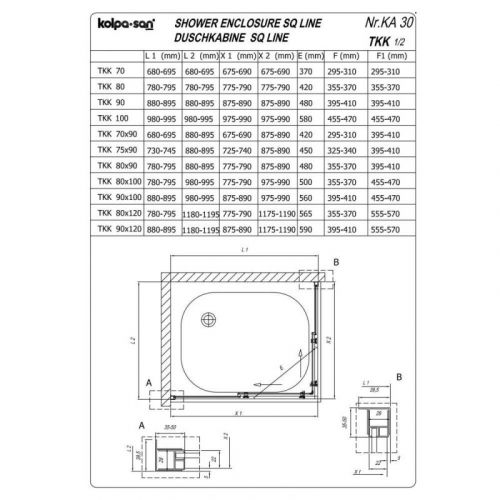 SQ LINE tuš kabina TKK 90/CH Silver brill 511040