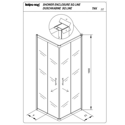 KOLPA SAN SQ LINE tuš kabina TKK 90X90 H190 S/K SILVER 511040